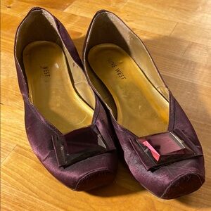 Nine West 'Venato' Satin Flats with Gem Detail Berry/Black